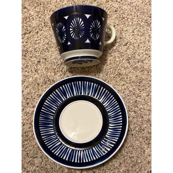 Anemone Blue Arabia of Finland Fiesta Morning Cup Saucer Ulla Procope RARE - Picture 9 of 10